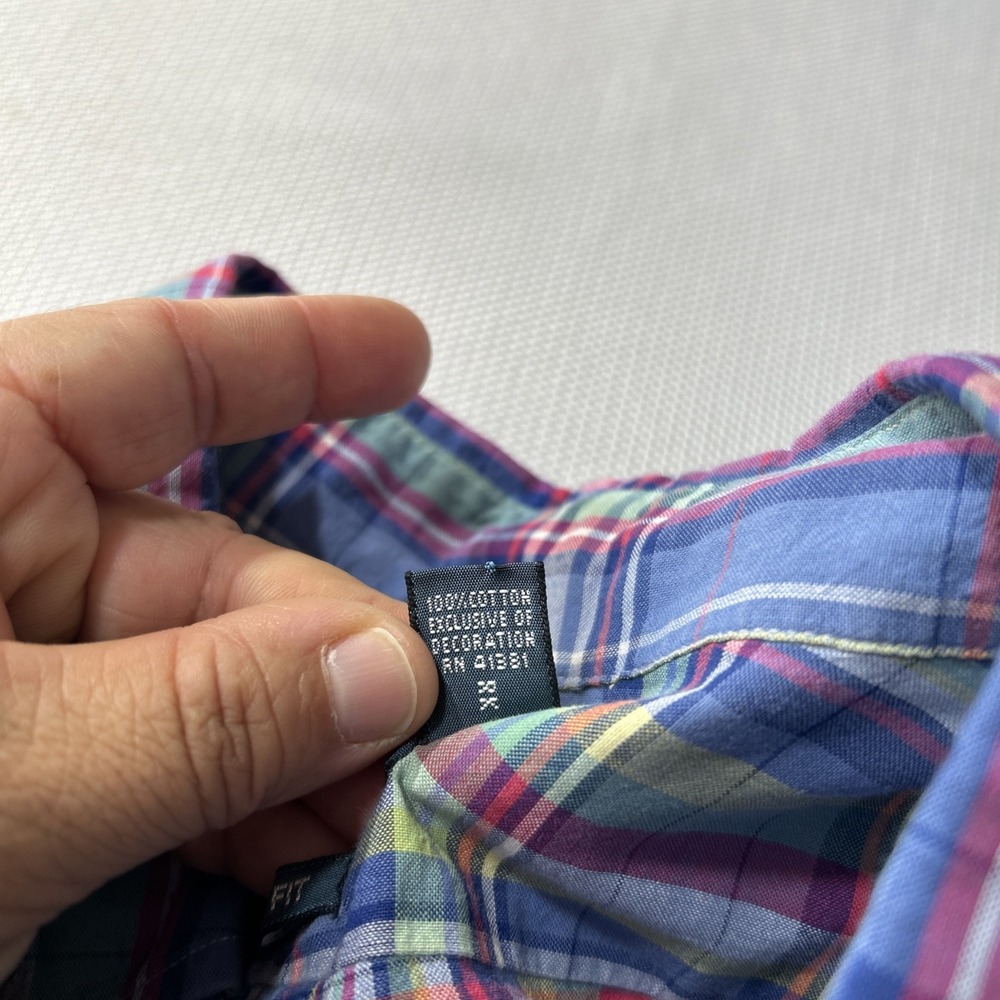 Polo Ralph Lauren Shirt Mens Sz L Madras Plaid Short Sleeve Button Multicolor - Picture 7 of 8